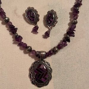Sincerely Southwest sterling silver + amethyst necklace + earrings